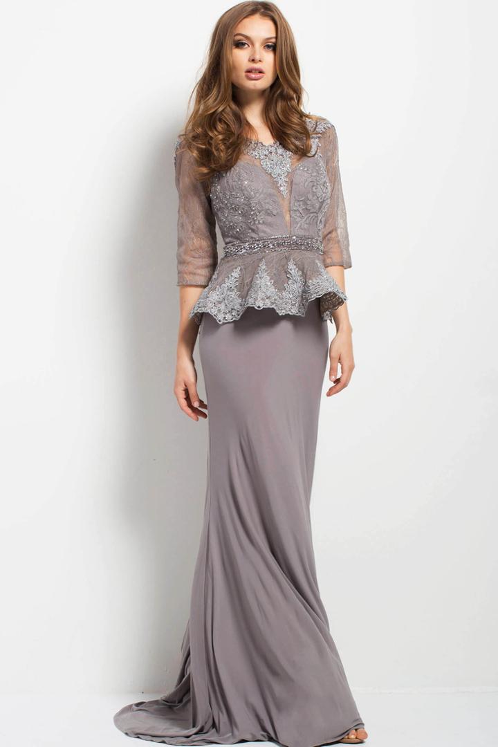 Jovani - 45549 Embroidered V-neck Sheath Dress