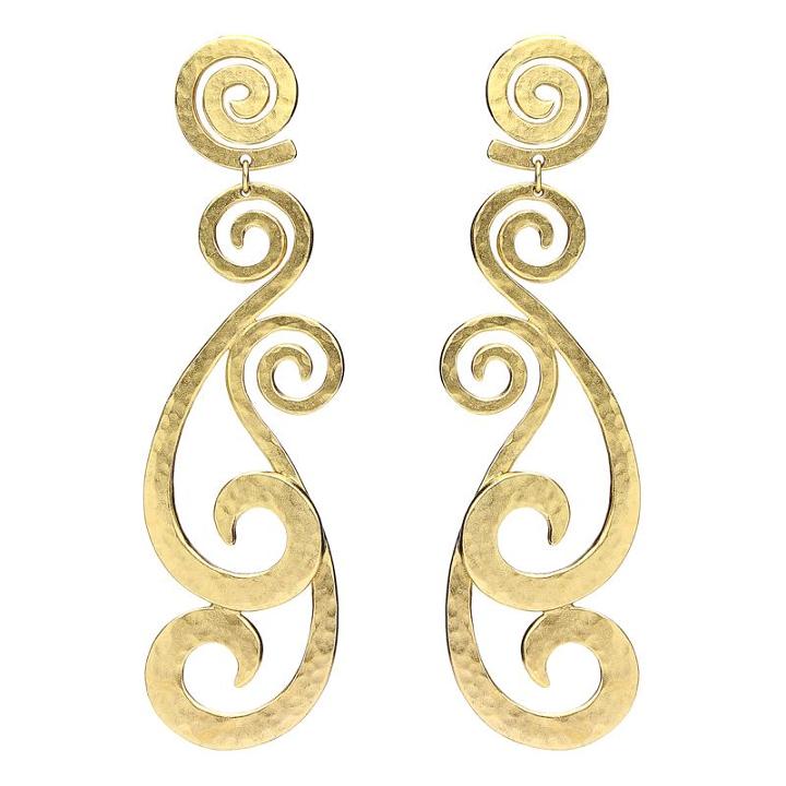 Ben-amun - Helen Of Troy Gold Swirl Chandelier Clip Earrings