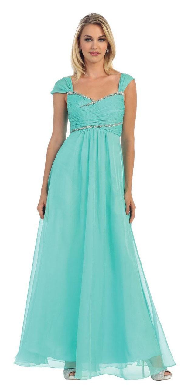 May Queen - Mq1093 Cap Sleeve Surplice A-line Gown