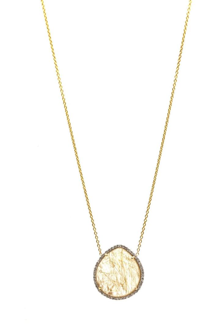 Tresor Collection - Golden Rutile & Diamond Necklace In 18k Yellow Gold