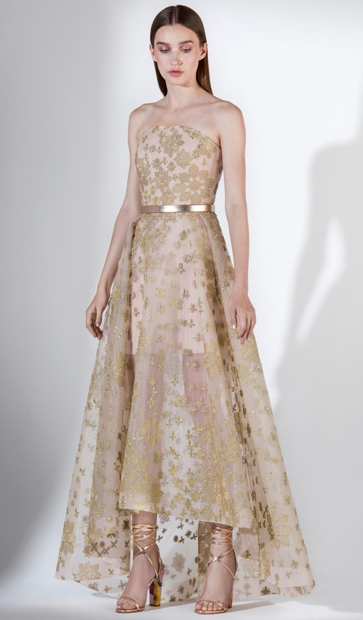 Saiid Kobeisy - 3412 Embroidered Strapless High Low Evening Gown