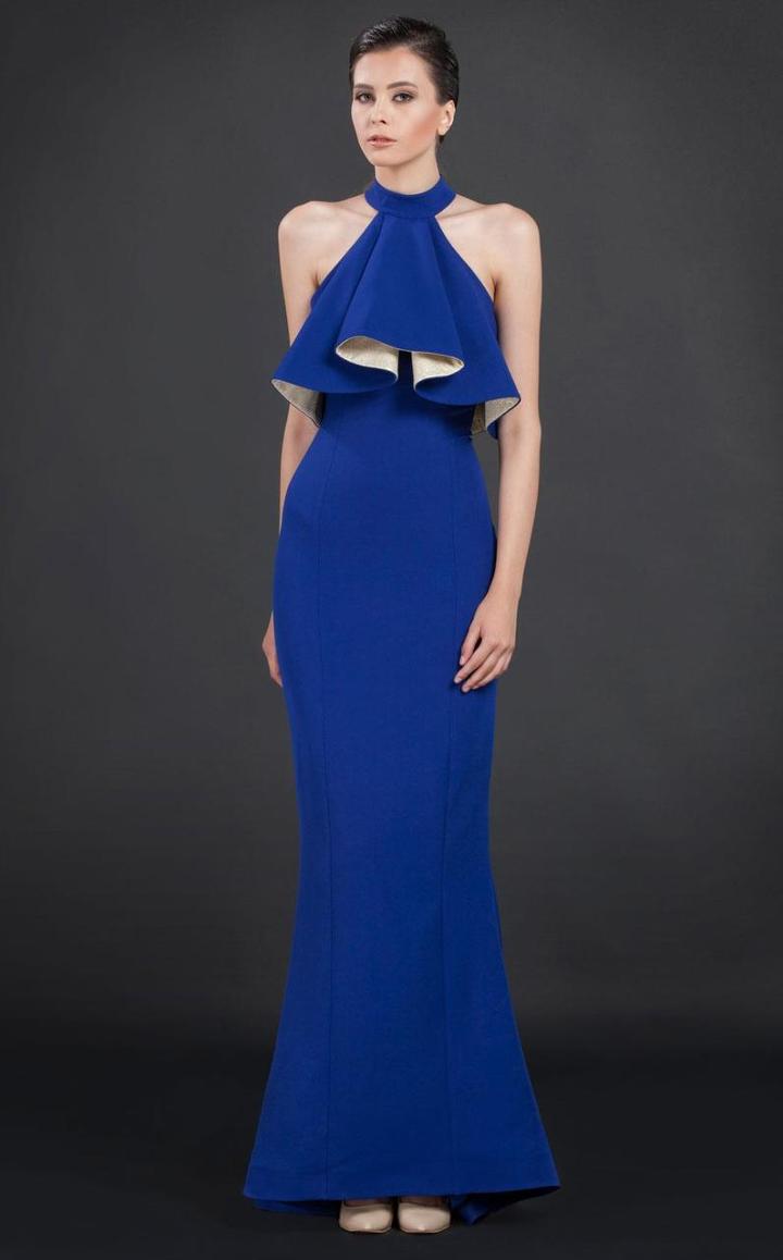 Mnm Couture - N0052 Sleeveless Halter Ruffled Long Gown