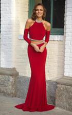 Colors Dress - 1774 Two Piece Beaded Halter Long Gown