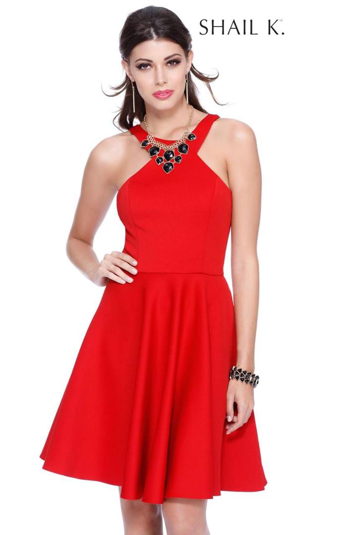 Shail K - Short Halter Neck Scuba A-line Dress 4014