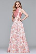 Faviana - S10035 Two Piece Floral Embroidered A-line Dress