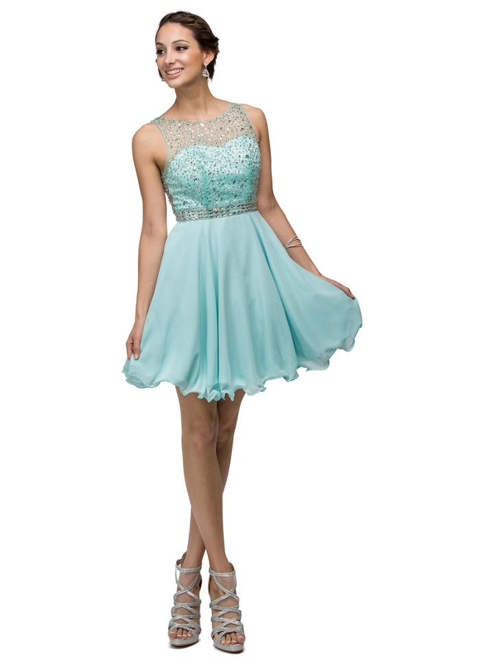 Ravishing Beaded Bateau Illusion A-line Prom Dress
