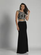 Dave & Johnny - A6599 Cap Sleeves Two-piece Bejeweled Gown