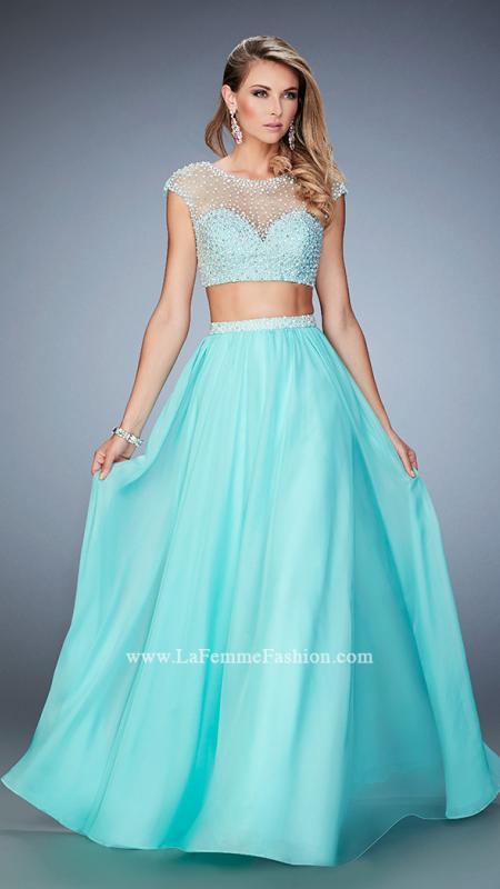 La Femme - 22387 Two Piece Illusion Jewel A-line Dress