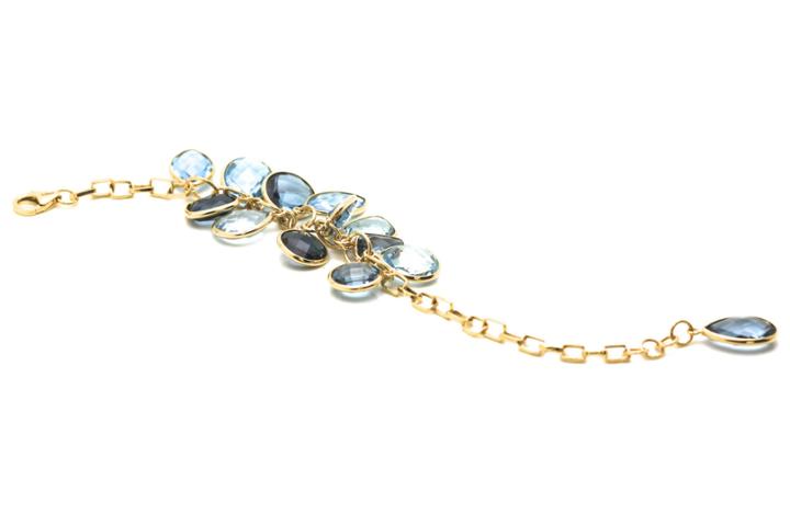 Tresor Collection - 18k Yellow Gold Petal Bracelet In Sky Blue, Swiss And London Blue Topaz