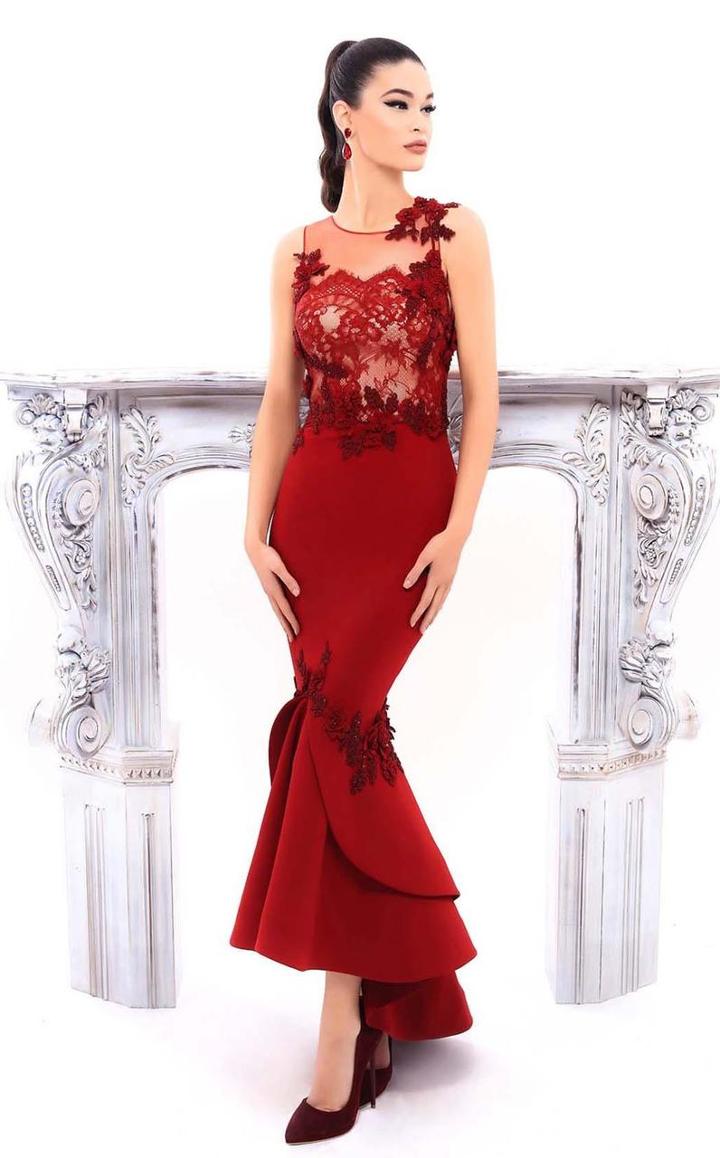 Tarik Ediz - 93320 Crepe And Lace High Low Gown
