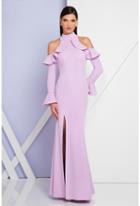 Terani Evening - 1722e4227 Long Sleeves Cutaway Evening Gown