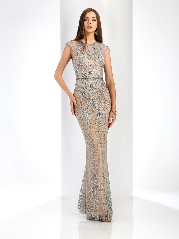 Clarisse - 4916 Illusion Jewel Neck Beaded Gown