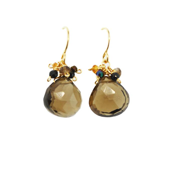 Mabel Chong - Smokey Quartz Cluster Earrings