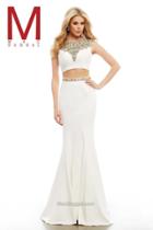 Cassandra Stone - 65409 High Neck Gown In White Multi