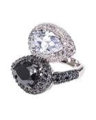 Cz By Kenneth Jay Lane - Black Double Pear Ring Size 6