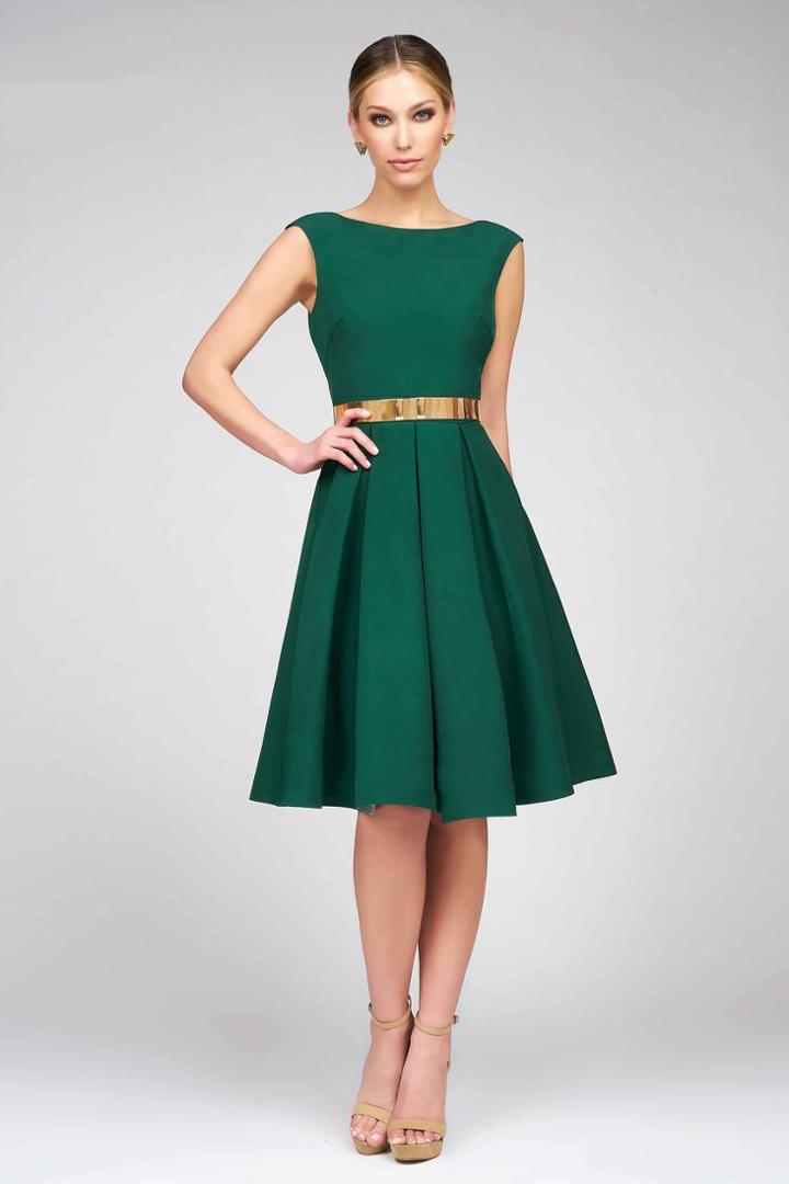 Ieena Duggal - 25301 Sleeveless Dress In Emerald Green