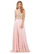 Dancing Queen - Cold Shoulder Sleeves Beaded A-line Gown