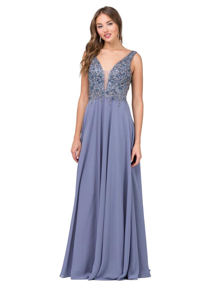 Dancing Queen - Floral Beaded Deep V-neck A-line Dress