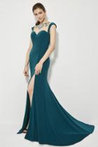 Angela And Alison - 81098 Embellished Sheer Bateau Trumpet Dress