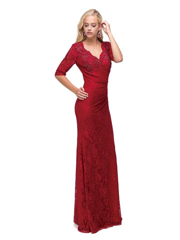 Dancing Queen - Enthralling Long V-neck Lace Dress 9586