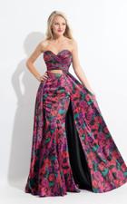 Rachel Allan - 6073 Strapless Two-piece Floral Print Gown