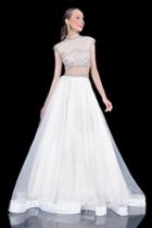 Terani Couture - Adorned Jewel Neck Two-piece A-line Organza Gown 1611p1007a