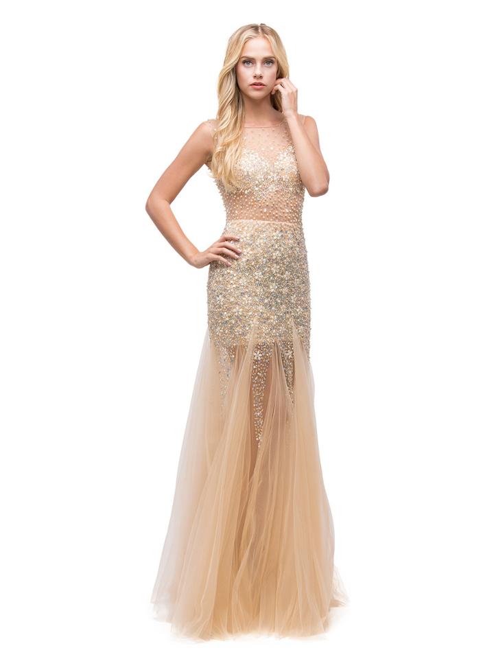 Dancing Queen - 9872 Embellished Illusion Bateau Sheath Dress