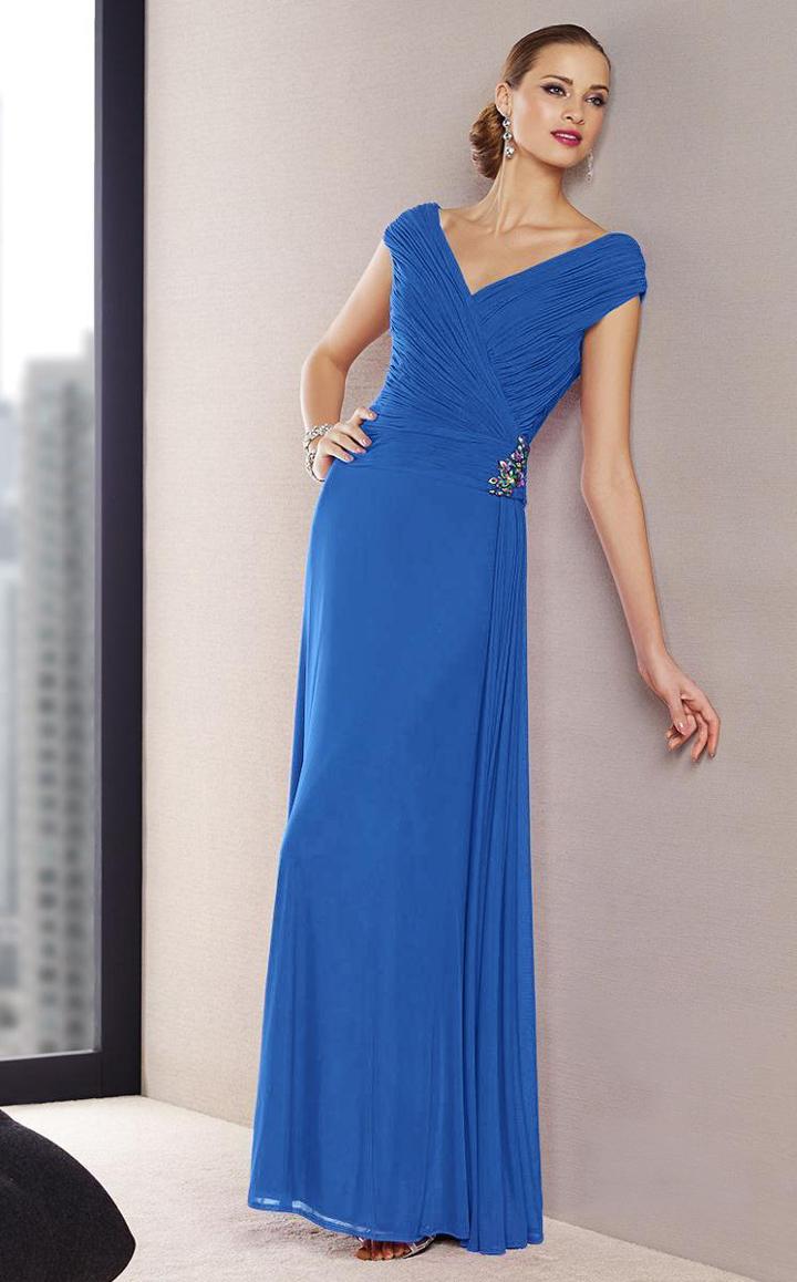 Alyce Paris Black Label - Cap Sleeve V-neck Ruched A-line Gown