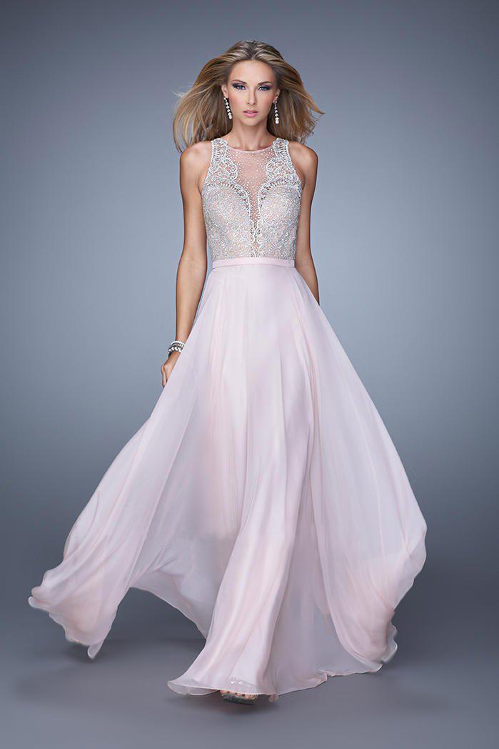 La Femme - 21212 Scallop Embroidered Illusion Gown