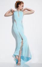 Studio 17 - 12493 Sleeveless Sheer Beaded Cutout Dress