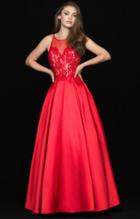 Madison James - 18-729 Sleeveless Illusion Lace Festooned Ballgown