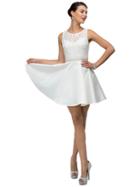 Dancing Queen - Aesthetic Laced Scoop Neck Satin Short A-line Dress 9503