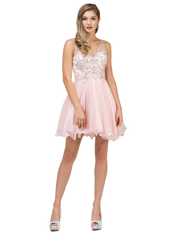 Dancing Queen - 9998 Jeweled Bodice V-neck Dress