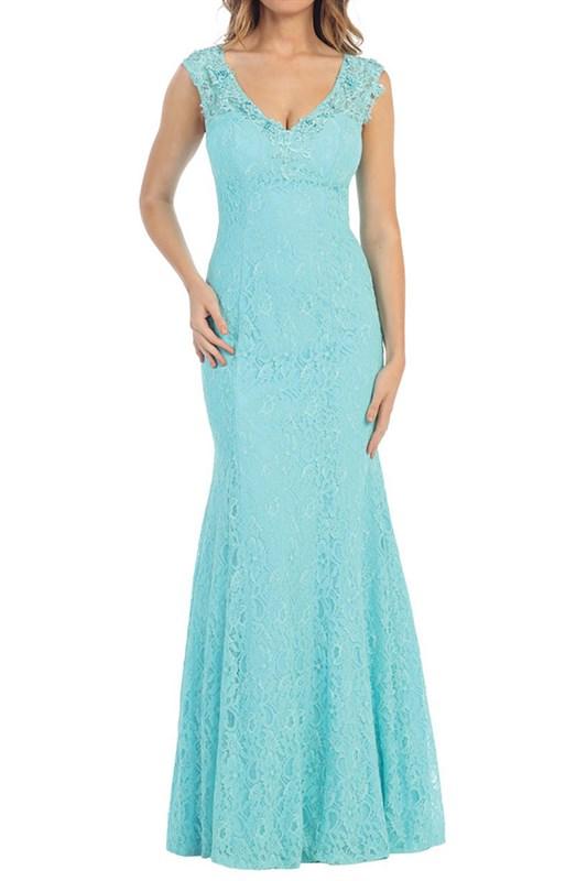 Sophisticated Long Sleeveless Lace Dress