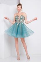 Terani Couture - 1722h4587 Floral Illusion Halter A-line Dress