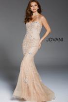 Jovani - 56064 Beaded Fitted Strapless Evening Dress