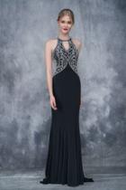 Nina Canacci - 2161 High Halter Ornate Keyhole Gown