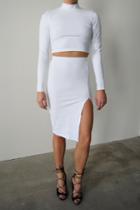 Donna Mizani - Midi Slit Skirt In White