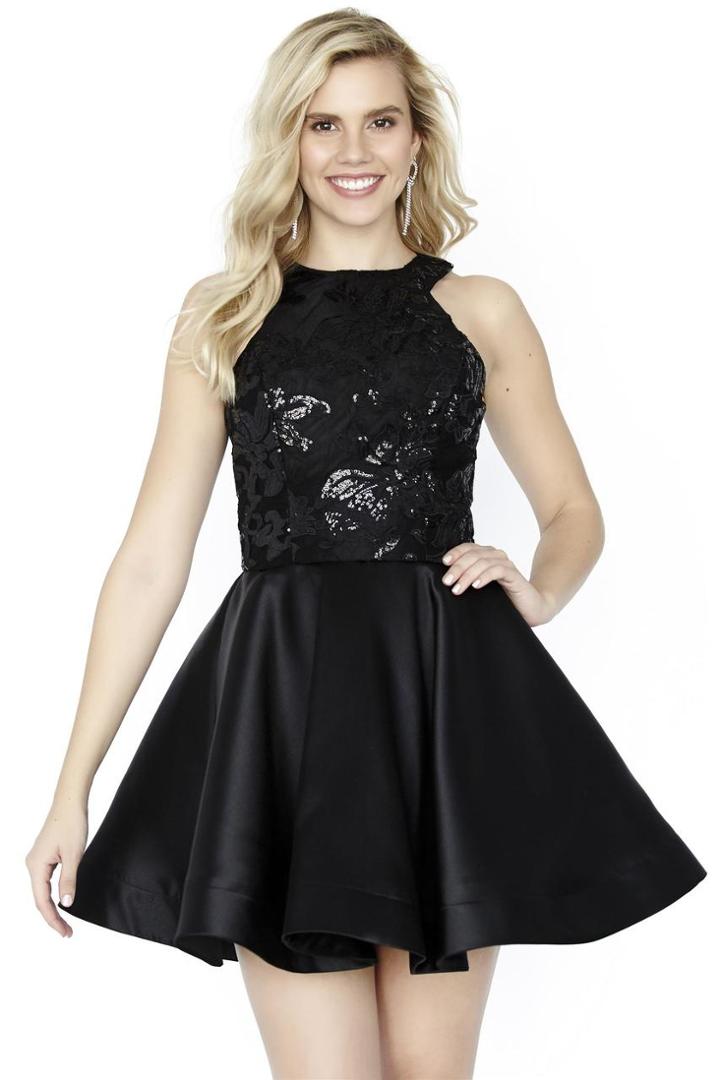 Jolene Collection - 17544 Sequined Floral Halter Dress