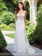 Enchanting By Mon Cheri - 117191 Illusion Applique Draped Wedding Gown