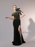 Nicole Bakti - 6791 Bow Fitted Evening Gown With Slit