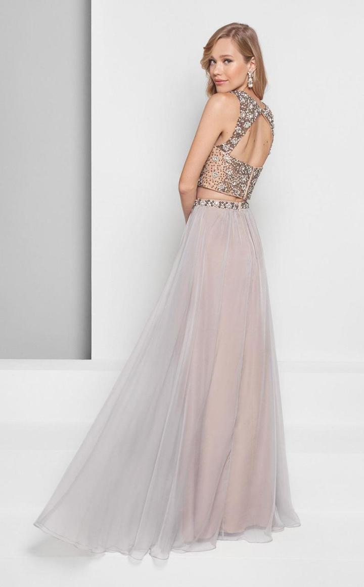 Terani Couture - Dazzling Crystalized Halter Straps Polyester A-line Dress 1711p2719