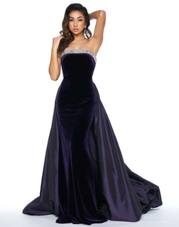 Mac Duggal Couture - 62572 Velvet Strapless Overskirt Evening Gown