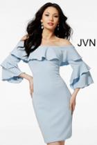Jovani - Jvn62960 Ruffled Off-shoulder Trumpet Sleeve Sheath Dress