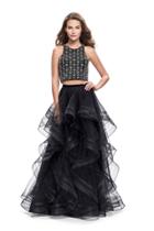 La Femme - 26233 Two Piece Beaded Ruffle Tulle Gown