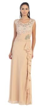 Floor Length Cap Sleeve Laced And Beaded Scoop Neck A-line Dress