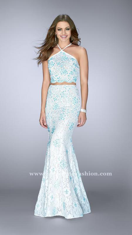La Femme - Beautiful Halter Neck Two Piece Lace Dress 24637