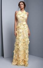 Beside Couture By Gemy - Bc1313 Floral Applique Halter Sheath Dress