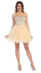 May Queen - Mq-1236 Bejeweled Sweetheart A-line Dress