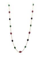 Tresor Collection - Emerald, Ruby & Sapphire Necklace In 18k Yellow Gold